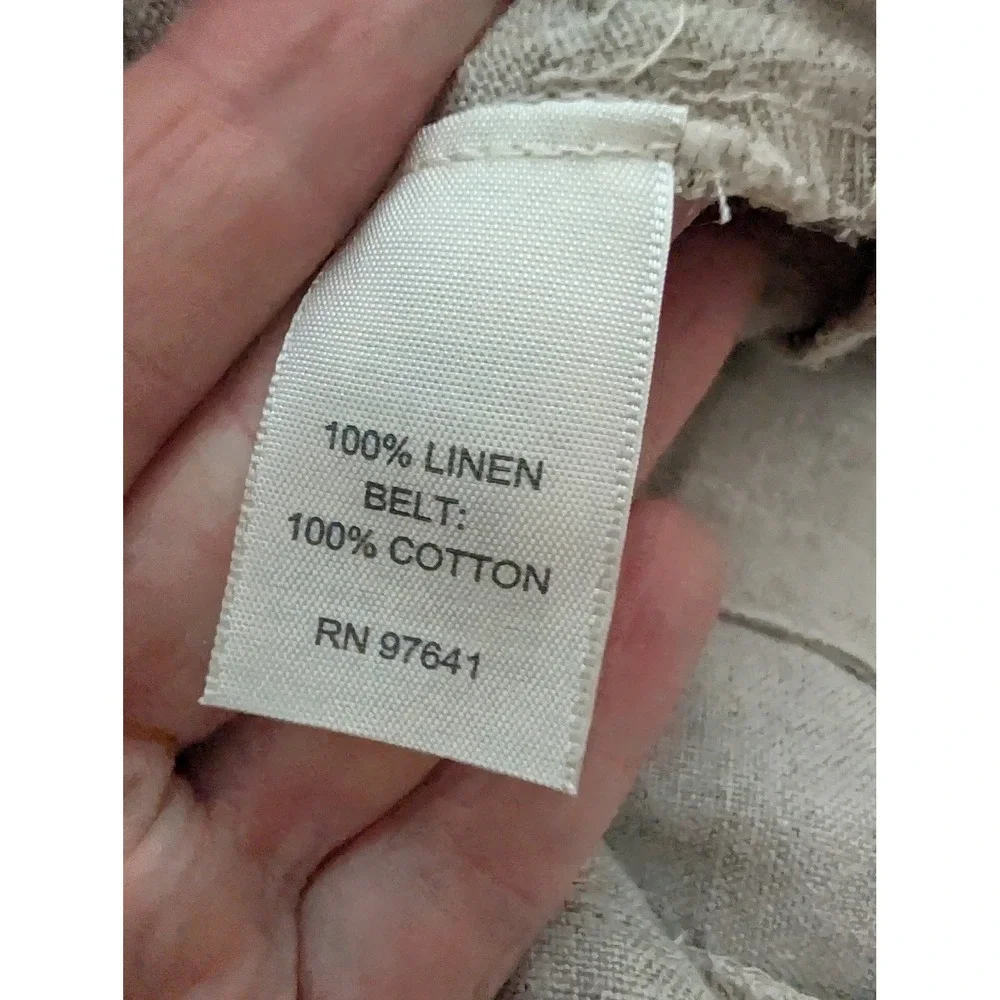 J. Jill Women 12 Oatmeal 100% Linen High‎ Rise Shorts Coastal Neutral Minimalist - Picture 5 of 7